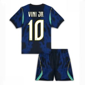Brasil VM 2026 Bortedraktsett Barn Vinicius Junior #10 Kortermet Fotballdrakt