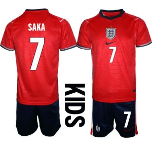 England VM 2026 Bortedraktsett Barn Bukayo Saka 7 Kortermet Fotballdrakt