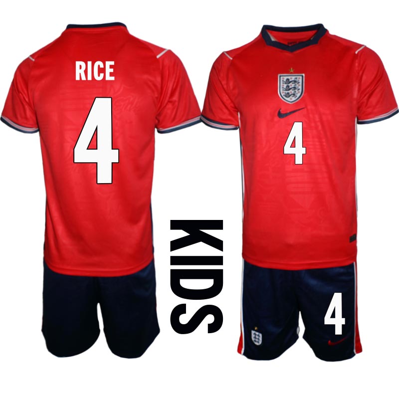 England VM 2026 Bortedraktsett Barn Declan Rice 4 Kortermet Fotballdrakt