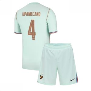 Frankrike VM 2026 Bortedraktsett Barn Dayot Upamecano #4 Kortermet Fotballdrakt