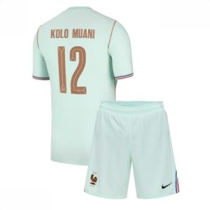 Frankrike VM 2026 Bortedraktsett Barn Randal Kolo Muani #12 Kortermet Fotballdrakt