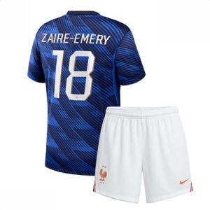 Frankrike VM 2026 Hjemmedraktsett Barn Warren Zaire-Emery #18 Kortermet Fotballdrakt