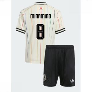 Japan VM 2026 Bortedraktsett Barn Takumi Minamino #8 Kortermet Fotballdrakt