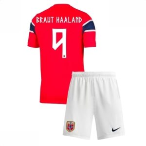 Norge VM 2026 Hjemmedraktsett Barn Erling Haaland #9 Kortermet Fotballdrakt