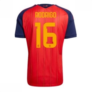 Spania hjemmedrakt VM 2026 herre Rodri Hernandez #16 kortermet fotballdrakt
