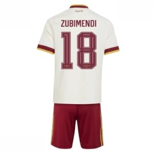 Spania VM 2026 Bortedraktsett Barn Martin Zubimendi #18 Kortermet Fotballdrakt