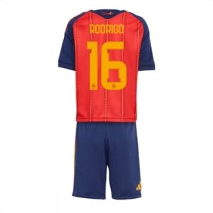 Spania VM 2026 Hjemmedraktsett Barn Rodri Hernandez #16 Kortermet Fotballdrakt