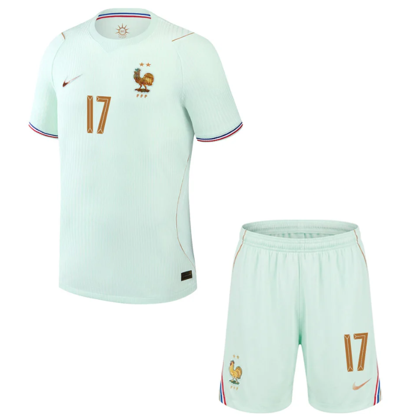 Frankrike VM 2026 Bortedraktsett Barn William Saliba 17 Kortermet Fotballdrakt