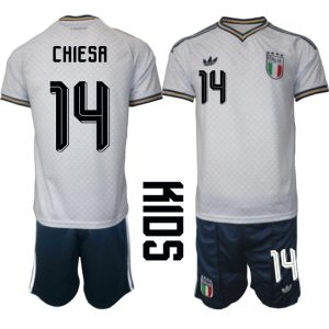 Italia VM 2026 Bortedraktsett Barn Federico Chiesa 14 Kortermet Fotballdrakt