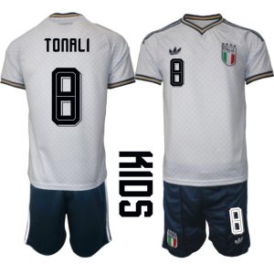 Italia VM 2026 Bortedraktsett Barn Sandro Tonali 8 Kortermet Fotballdrakt