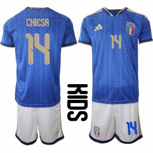 Italia VM 2026 Hjemmedraktsett Barn Federico Chiesa 14 Kortermet Fotballdrakt