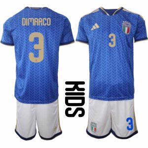 Italia VM 2026 Hjemmedraktsett Barn Federico Dimarco 3 Kortermet Fotballdrakt