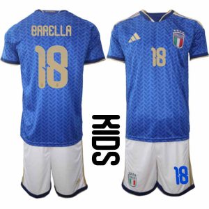 Italia VM 2026 Hjemmedraktsett Barn Nicolò Barella 18 Kortermet Fotballdrakt