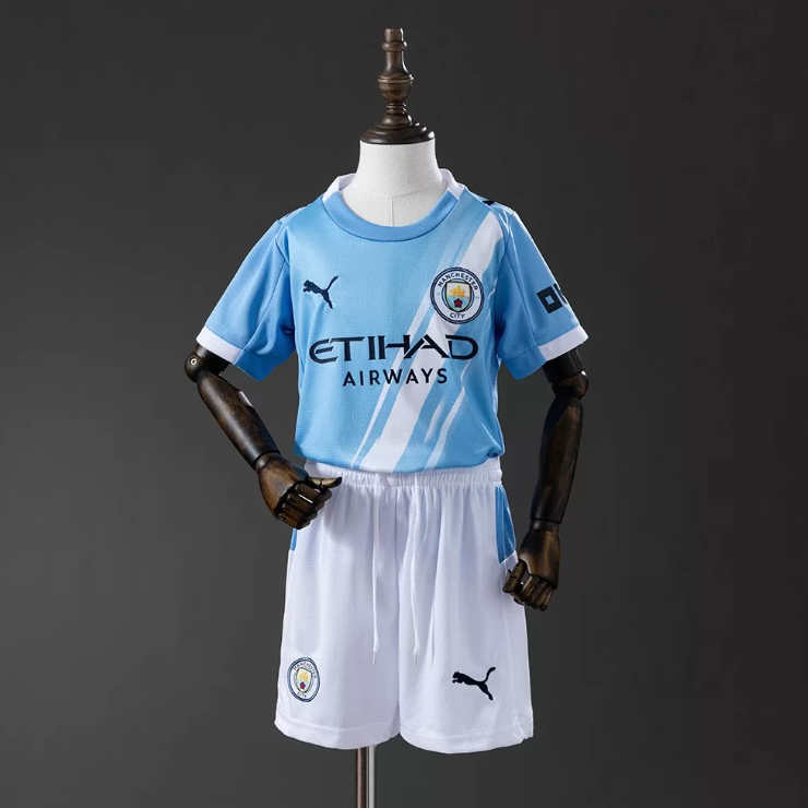 Manchester City 2025/26 Hjemmedrakt Barn Lyseblå Omar Marmoush 7 Fotballdrakt Sett