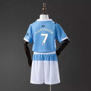 Manchester City 2025/26 Hjemmedrakt Barn Lyseblå Omar Marmoush 7 Fotballdrakt Sett