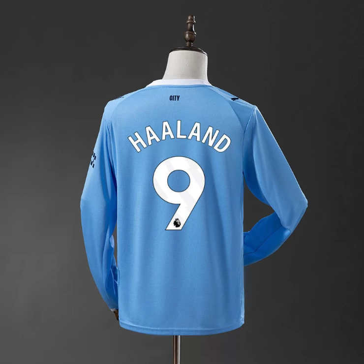 Manchester City 2025/26 Hjemmedrakt Langermet Erling Haaland 9 Fotballdrakt Herr