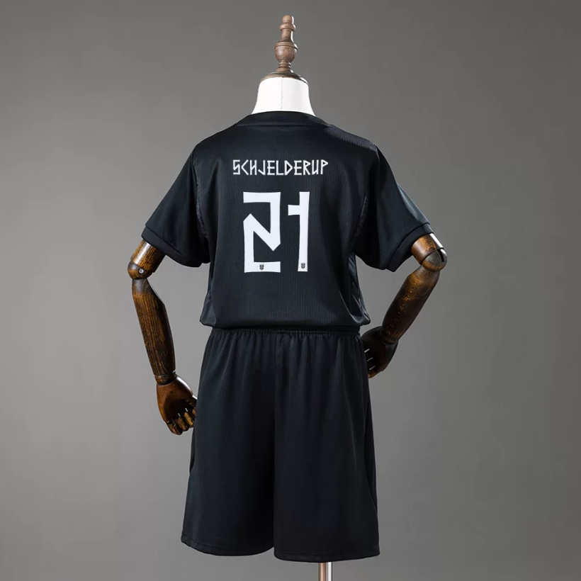 Norge VM 2026 Bortedraktsett Barn Andreas Schjelderup 21 Kortermet Fotballdrakt