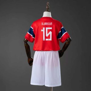 Norge VM 2026 Hjemmedraktsett Barn Fredrik André Bjørkan 15 Kortermet Fotballdrakt