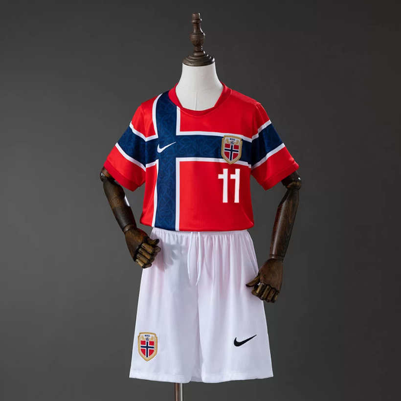 Norge VM 2026 Hjemmedraktsett Barn Jørgen Strand Larsen 11 Kortermet Fotballdrakt