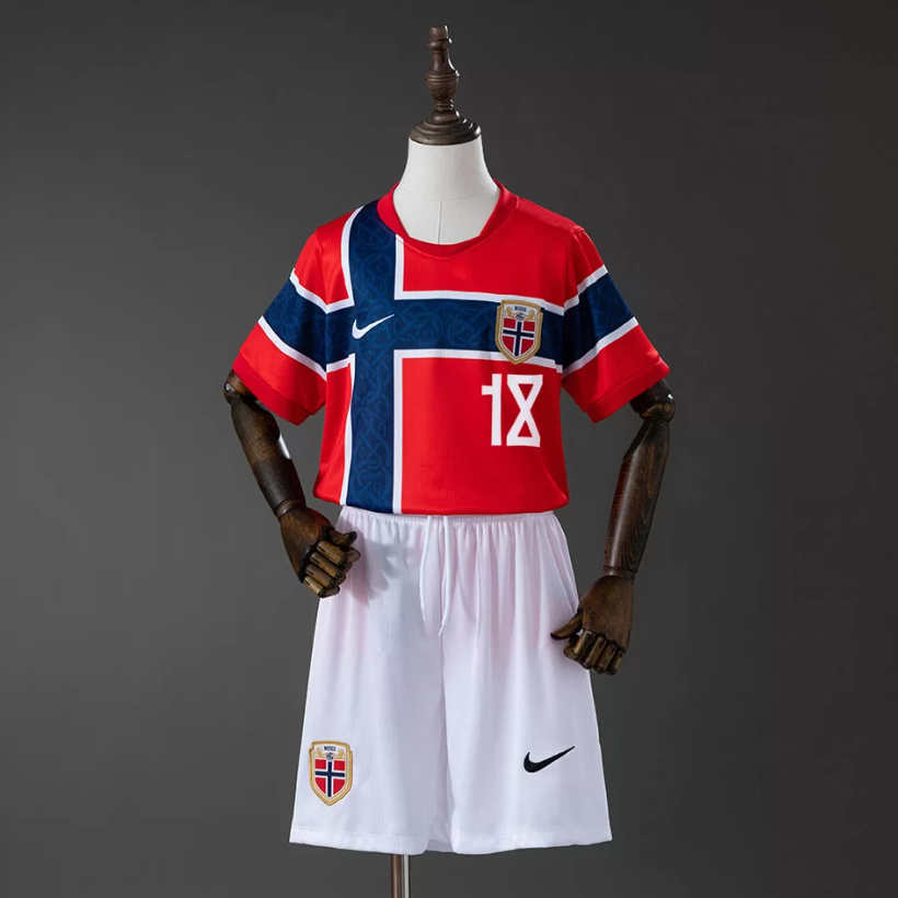 Norge VM 2026 Hjemmedraktsett Barn Kristian Thorstvedt 18 Kortermet Fotballdrakt