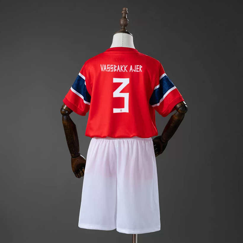 Norge VM 2026 Hjemmedraktsett Barn Kristoffer Ajer 3 Kortermet Fotballdrakt