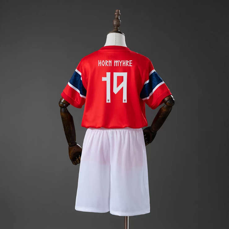 Norge VM 2026 Landslagsdrakt Hjemmedrakt Barn Felix Horn Myhre 19 Fotballdraktsett
