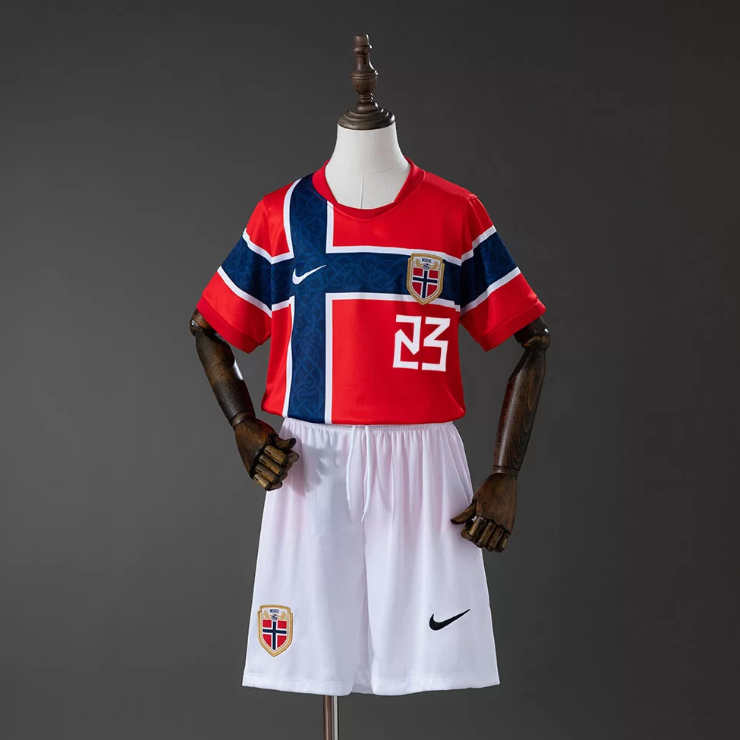 Norge VM 2026 Landslagsdrakt Hjemmedrakt Barn Odin Bjørtuft 23 Fotballdrakt Sett