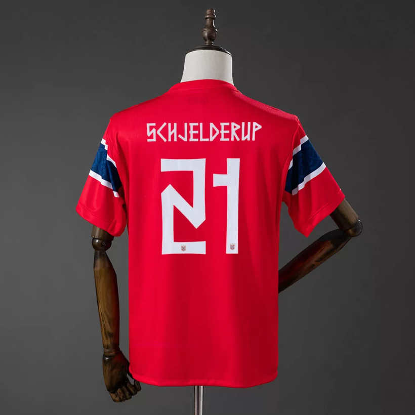 Norge hjemmedrakt VM 2026 herre Andreas Schjelderup 21 kortermet fotballdrakt