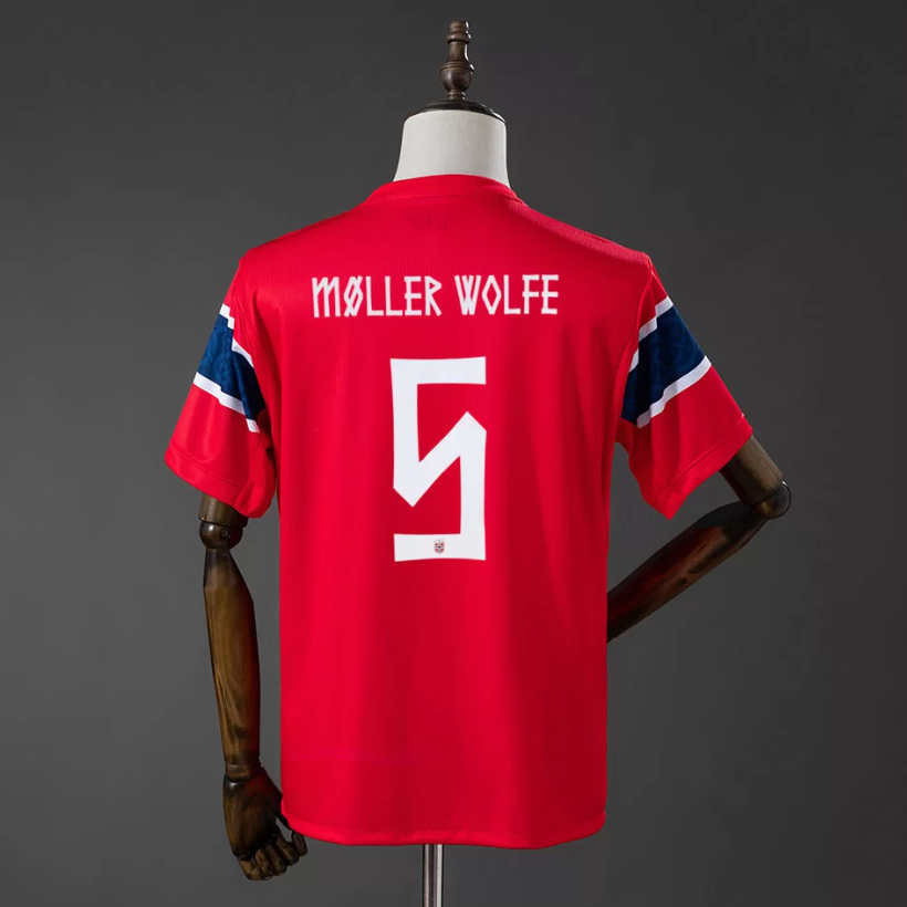 Norge hjemmedrakt VM 2026 herre David Møller Wolfe 5 kortermet fotballdrakt