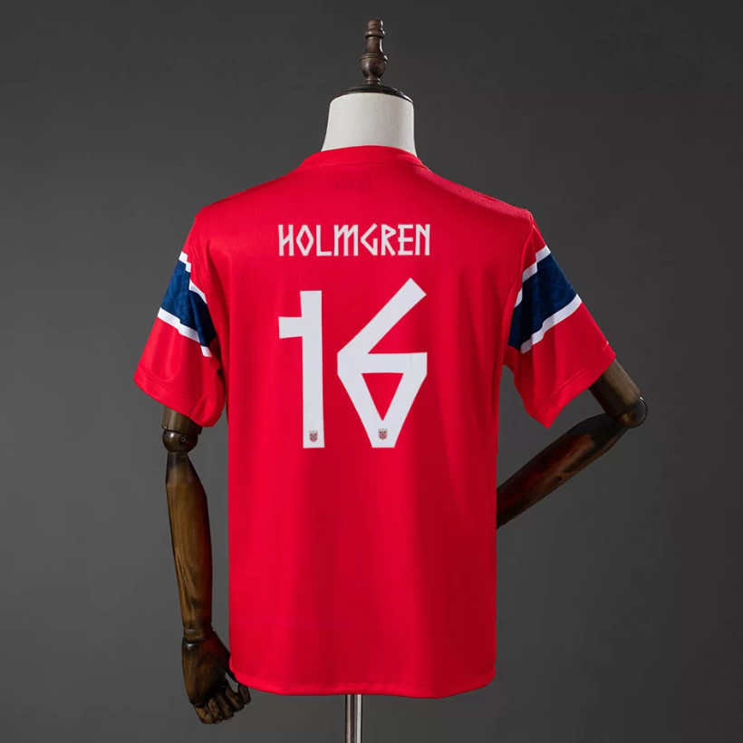 Norge hjemmedrakt VM 2026 herre Marcus Holmgren Pedersen 16 kortermet fotballdrakt