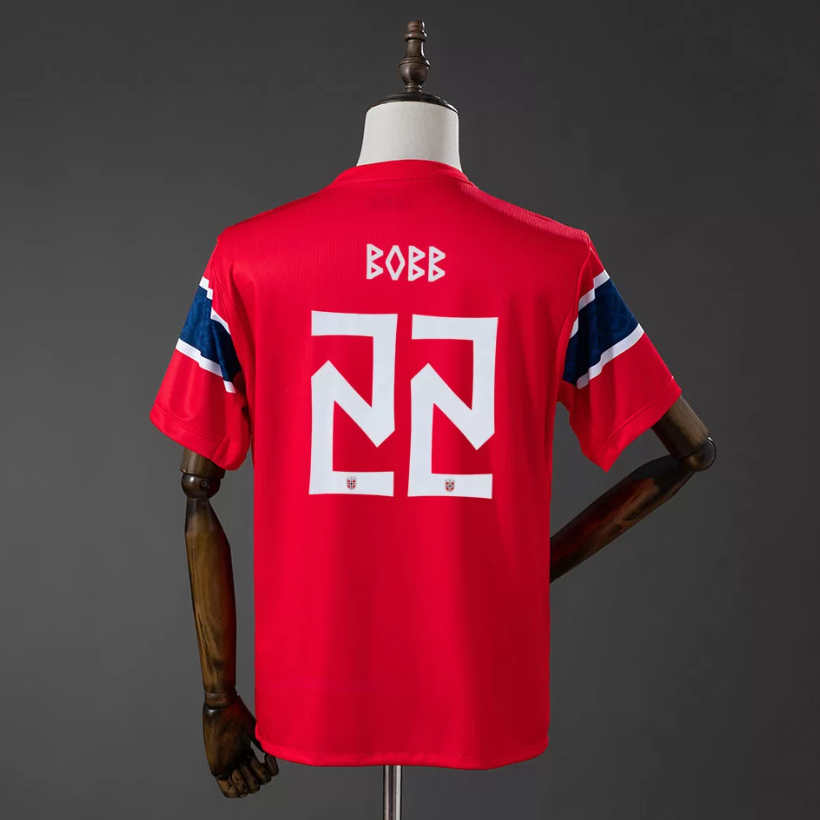 Norge hjemmedrakt VM 2026 herre Oscar Bobb 22 kortermet fotballdrakt