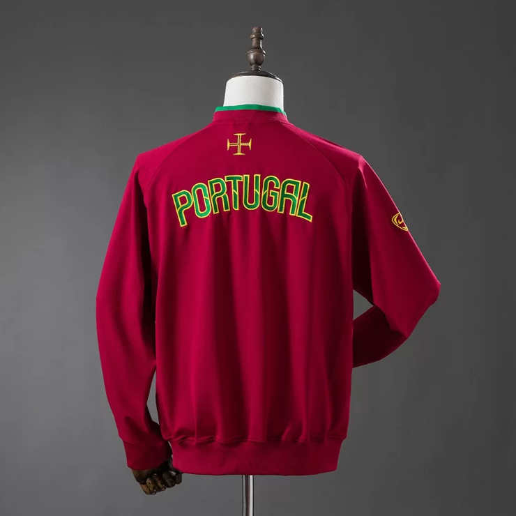 Portugal 2006 Retro N98 Fotball Treningsjakke Mørkerød Herre