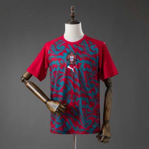 Portugal VM 2026 Warmup Rød Oppvarmingstrøye Kortermet Fotballtrøye Herre