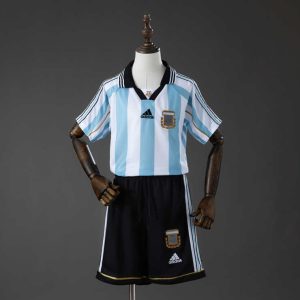 Retro Argentina 1998 Hjemmedrakt Barn Fotballdraktsett