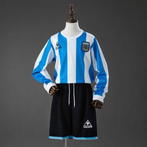 Retro Argentina 1998 Hjemmedrakt Langermet Barn Fotballdraktsett