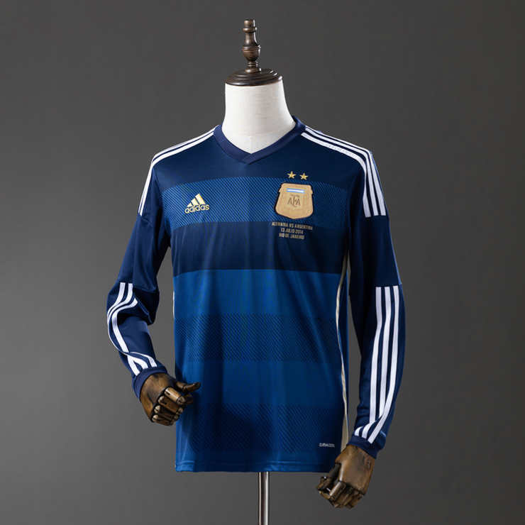 Retro Argentina 2014 Bortedrakt Langermet Herre Fotballdrakt
