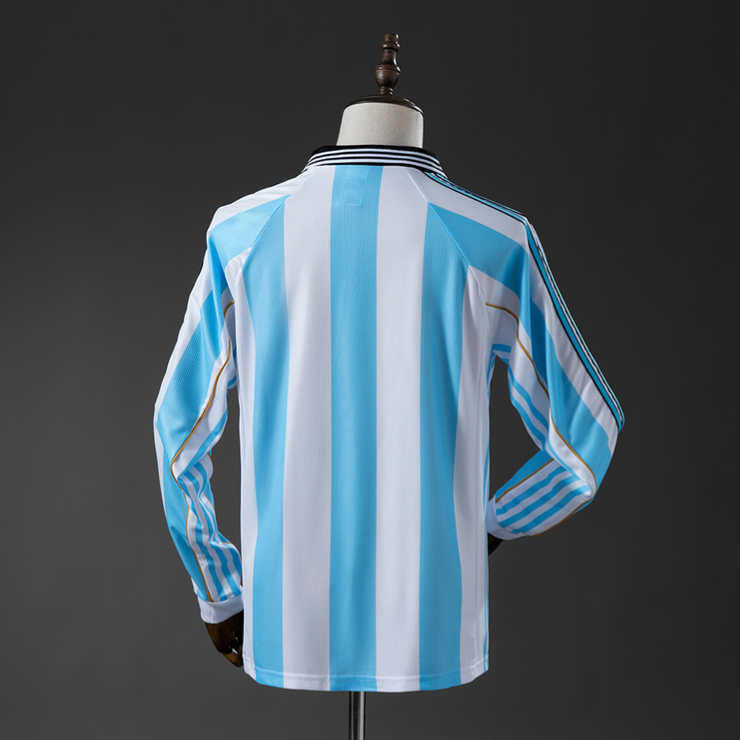 Retro Argentina Hjemmedrakt 1998 Langermet Herre Fotballdrakt