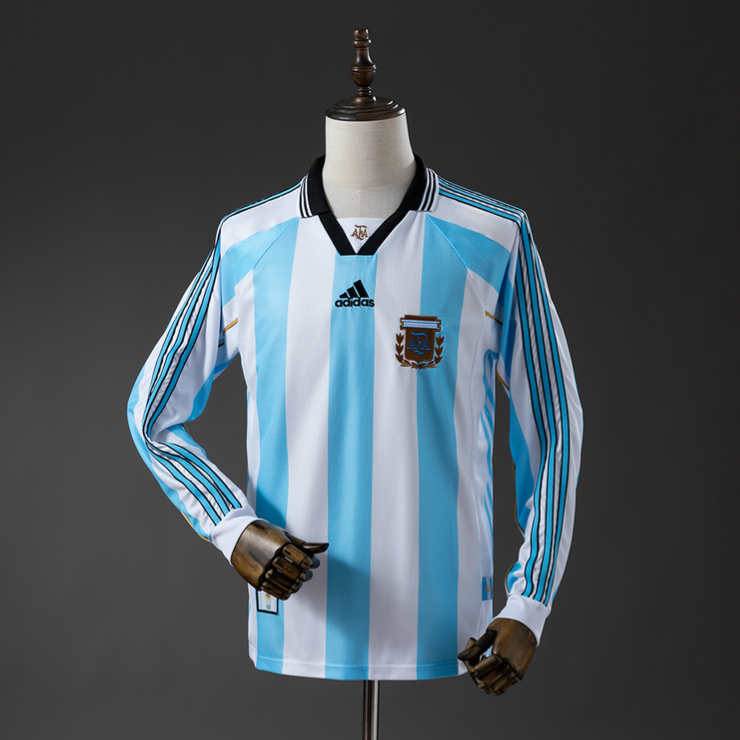 Retro Argentina Hjemmedrakt 1998 Langermet Herre Fotballdrakt