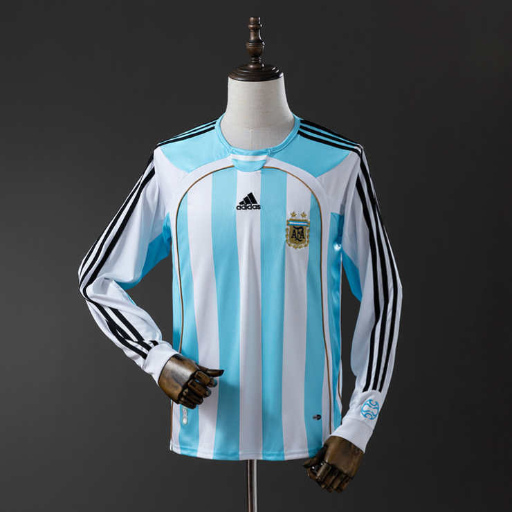 Retro Argentina Hjemmedrakt 2006 Langermet Herre Fotballdrakt