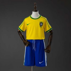 Retro Brasil 1998 Hjemmedrakt Barn Fotballdraktsett