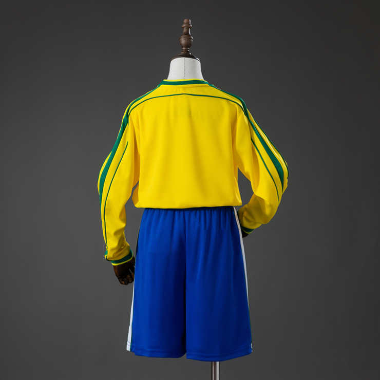 Retro Brasil 1998 Hjemmedrakt Barn Langermet Fotballdraktsett