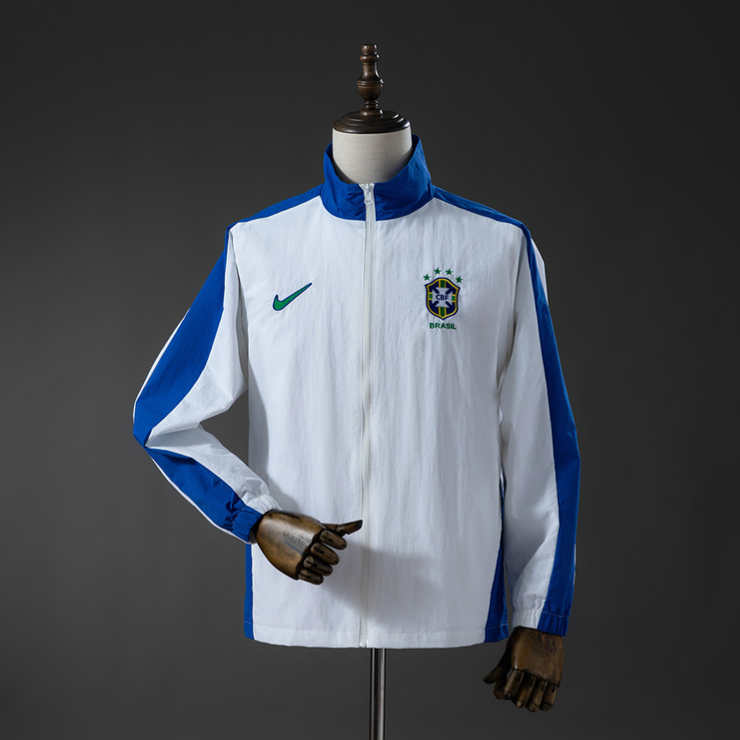 Retro Brasil 1998 Hvit Vindjakke Herre Fotballdrakt