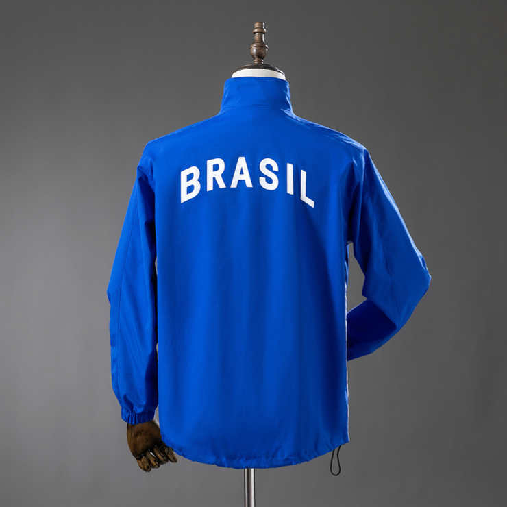Retro Brasil 1998 Vindjakke Blå Herre Fotballdrakt