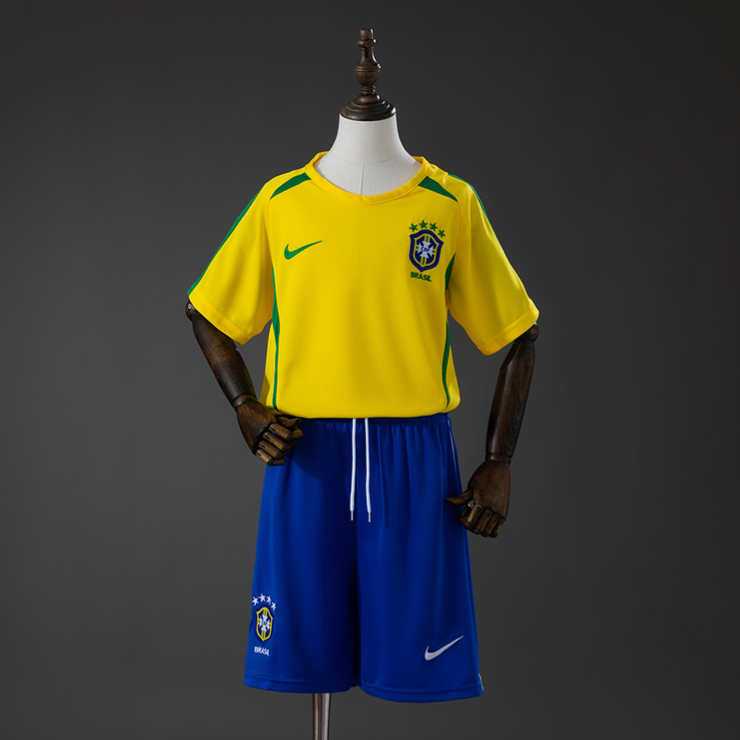 Retro Brasil 2002 Hjemmedrakt Barn Fotballdraktsett