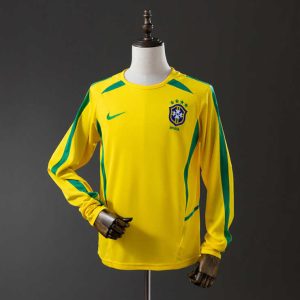 Retro Brasil 2002 Hjemmedrakt Langermet Herre Fotballdrakt
