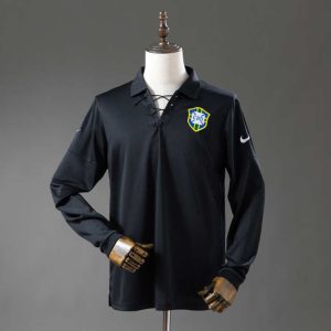 Retro Brasil 2004 Special Edition Svart Langermet Fotballdrakt Herre