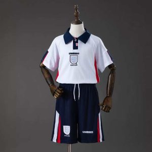Retro England VM 1998 Hjemmedrakt Barn Fotballdraktsett