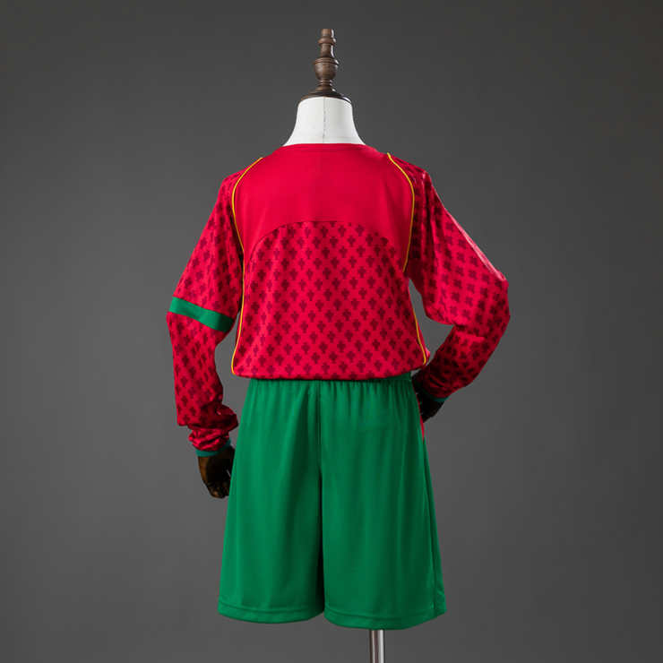 Retro Portugal Hjemmedrakt 2004 Langermet Barn Fotballdraktsett