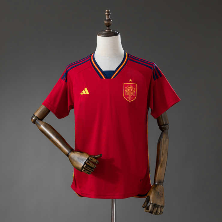 Retro Spania 2022 Hjemmedrakt Fotballdrakt Herre