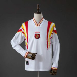 Retro Spania Bortedrakt 1996 Langermet Herre Fotballdrakt
